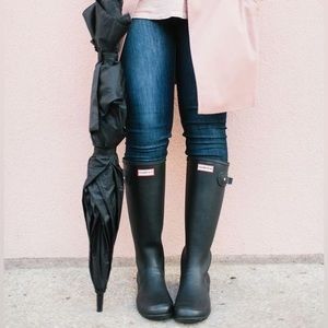 Hunter Original Tour Packable Rain Boots - Size 6 - Black - Authentic